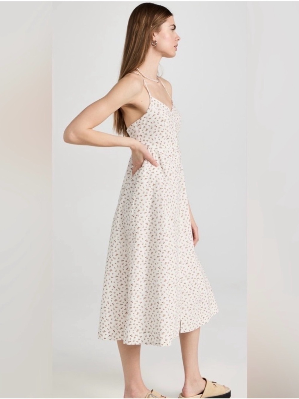 Madewell Cream Floral Slip Maxi Dress